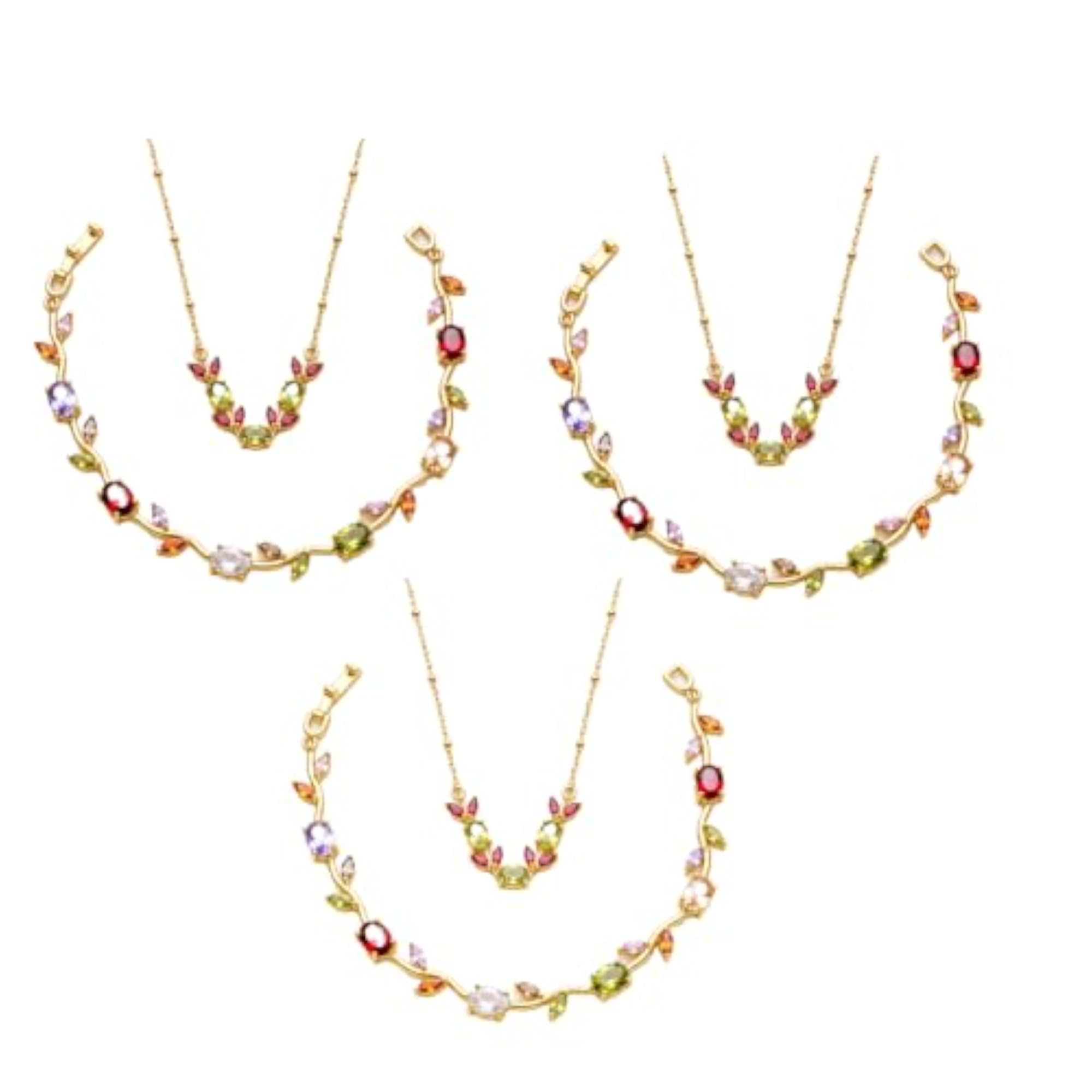 Rainbow Tulip Bloom Anti Tarnish Necklace and Bracelet Set